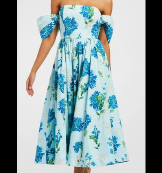 MESTIZA Odette Convertible Midi Dress blue floral size 8